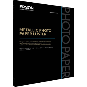  Epson 17x22" Metallic Luster Photo Paper, 25 Sheets 