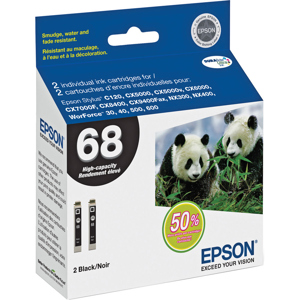  Epson T068120-D2 68 Dual Pack High Capacity Ink Cartridges, Black 