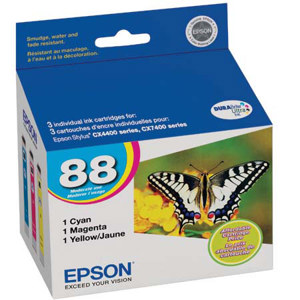  Epson Cyan, Magenta & Yellow Multi-Pack of DURABrite Ultra Ink Cartridges, T088520 