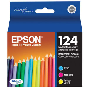  Epson T124520 Moderate Capacity Color Multipack (CMY) Ink Cartridges, for T124 Series and Other Select Printers 