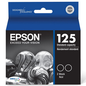  Epson T125120-D2 125 Dual Pack Black Ink Cartridges for Stylus NX125, 127, 420 and Workforce 320 Printers 