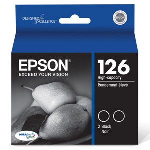  Epson T126120-D2 126 Dual (2) Pack High-Capacity Black Ink Cartridges for Workforce 520 Printers 