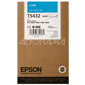  Epson Cyan UltraChrome Ink Cartridge for the Stylus Pro 4000, 7600 and 9600 Inkjet Printers, 110ml. 