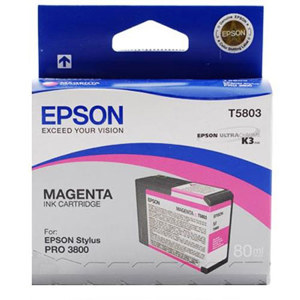  Epson Magenta 80 ml UltraChrome K3 Ink Cartridge for the Stylus Pro 3800 Wide Format Inkjet Printer. 