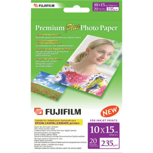  Fujifilm Premium Plus Glossy Photo Inkjet Paper, 4x6", 20 Sheet Pack. 