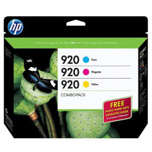  HP 920 Cyan/Magenta/Yellow Inkjet Cartridge Combo Pack for 6000/7000 Series Printer, 300 Pages Yield Per Cartridge 