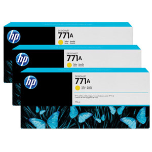 HP 771A 775-ML Yellow Ink Cartridge - 3 Pack 