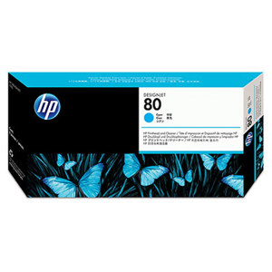  HP C4821A 80 Cyan Printhead and Printhead Cleaner 