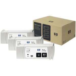  HP 81 3 Pack 680-ml Black Dye Ink Cartridges 