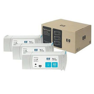  HP 83 3 Pack 680-ml Cyan UV Ink Cartridges 