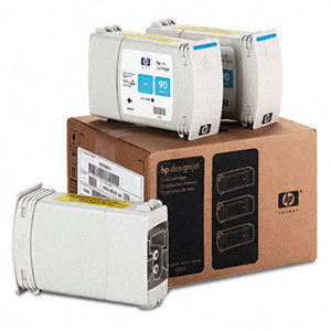  HP 90 3 Pack 400-ml Cyan Ink Cartridges 