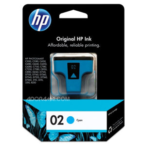  HP # 02 Cyan Ink Cartridge for many Photosmart Inkjet Printers, 4.5ml. 
