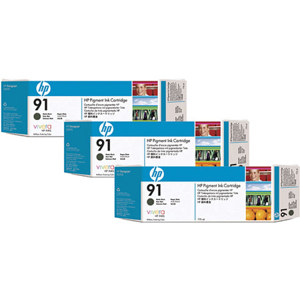  HP 91 3 Pack 775-ml Matte Black Ink Cartridges 