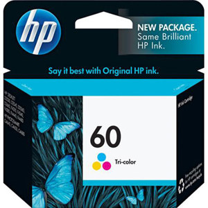  HP 60 Tri-color Ink Cartridge #CC643WN with Cyan, Magenta and Yellow Ink Cartridges (Yield: Approx 165 Copies) 