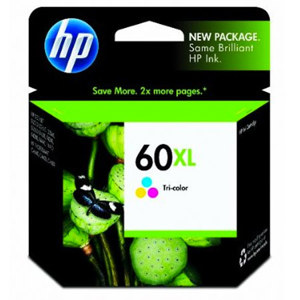  HP 60XL Tri-color Ink Cartridge #CC644WN with Cyan, Magenta and Yellow Ink Cartridges 