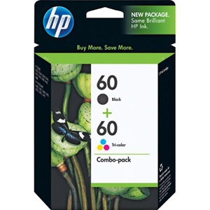  HP #60 Combo-Pack Black / Tri-Color Inkjet Cartridges for Assorted  Pinters - Yield: Black: 200 Pages/ Color: 165 Pages 