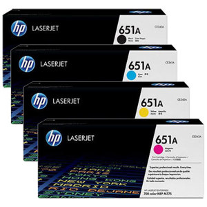  HP Complete 4 Color LaserJet Toner Cartridge Set for 651A Series - 16,000 Pages Yield 