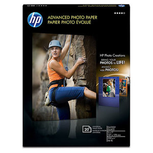  HP Advanced Glossy Photo Inkjet Paper, 10.5mil., 250g/m2, 5x7", 20 Sheets 