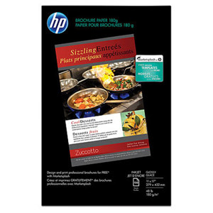  HP CG932A Glossy Dual Sided Inkjet Brochure Paper, 11x17", 150 Sheet, Bright White 