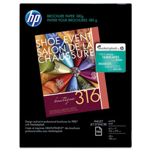  HP 8.5x11" Double Sided Inkjet Brochure Paper, 180 GSM, 150 Sheets, Matte 