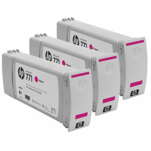  HP 771 3-Pack 775-ml Magenta Designjet Ink Cartridges, 6 pl Ink Drop, 2112 Print Head Nozzles 