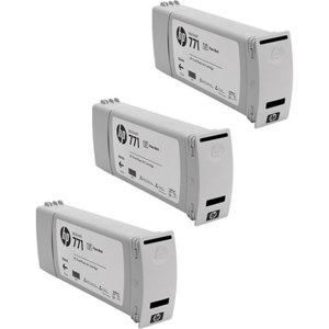 HP CR256A 771 3 Pack 775-ml Photo Black Ink Cartridges for Designjet Z6200 42"/Z6200 60" Printers 