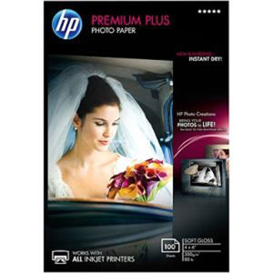  HP Premium Plus Soft Glossy Photo Inkjet Paper, 4x6", 100 Sheets, 11.5 mil 