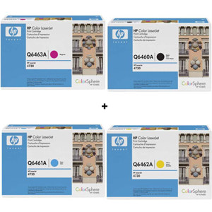  HP Complete 4 Color Toner Cartridge Set for the 4730 Series Multifunction Printers. 