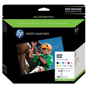  HP Custom 02 Series Value Pack, with Inkjet Print Cartridges (10 ml) & 150 sheets of 4x6" Advanced Photo Paper for the Photosmart 8250 Printer 