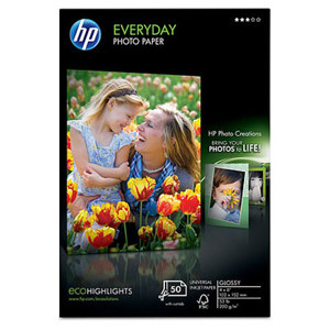  HP Everyday Semi-Gloss Photo Paper, 50 Sheet, 4x6" Media Size 