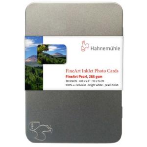  Hahnemuhle FineArt Pearl 285, Bright White Inkjet Photo Cards, 285gsm, 15.8mil., 4x6", 30 Sheets in a Tin Box. 