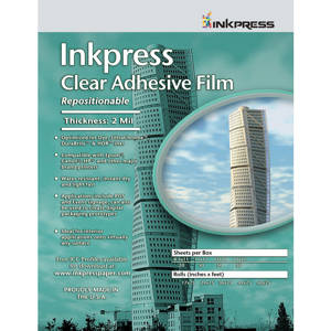  Inkpress AF111720 11x17" Repositionable Adhesive Clear Inkjet Film, 20 Sheets 