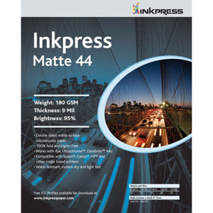  Inkpress Duo Matte 44 Inkjet Paper, 175 gsm Weight, 9 mil Thickness, 99% Brightness, Double Sided, 8.5X11 " 5 Sheets 