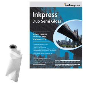  Inkpress Duo Semi Gloss, Double Sided Luster Surface Inkjet Paper, 180gsm, 9.0 mil., 17"x100' Roll 
