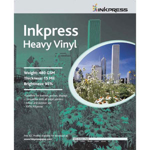  Inkpress Signage Media, Heavy Weight Vinyl Scrim Banner Material for Indoor / Outdoor Use, 15mil, 42"x40' Roll 
