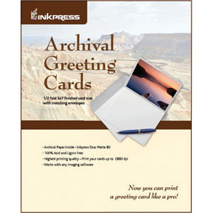  Inkpress Archival Greeting Cards 7x10" Scored Archival Greeting Card Paper, 100 Sheets 
