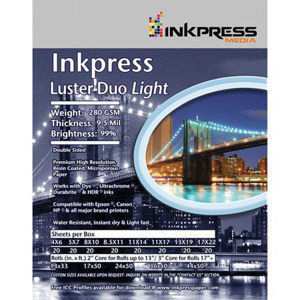  Inkpress Duo Luster Double Sided 13x19" Inkjet Paper 25 Sheets, 10 mil, 99 Percent Bright, 280 gsm 