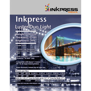  Inkpress Duo Luster Double Sided Inkjet Paper 17"x50' Roll, 10 mil, 99 Percent Bright, 280 gsm 