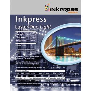  Inkpress Duo Luster Double Sided 8.5x11" Inkjet Paper 5 Sheets, 10 mil, 99 Percent Bright, 280 gsm 