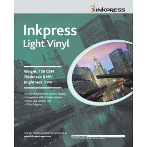  Inkpress Signage Media, Light Weight Vinyl Scrim Banner Material for Indoor / Outdoor Use, 8mil, 42"x40' Roll 