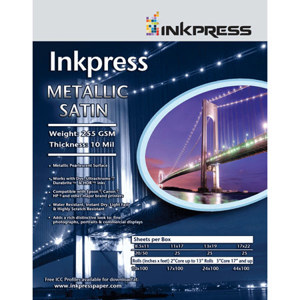  Inkpress Metallic Paper, 255 gsm, 10 mil, Metallic Satin Surface, 12x12", 25 Sheets 