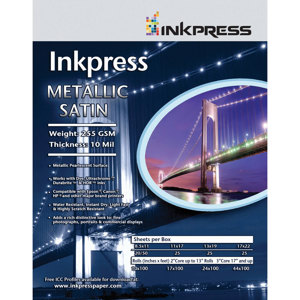  Inkpress Metallic Paper, 255 gsm, 10 mil, Metallic Satin Surface, 17"x100', Roll 