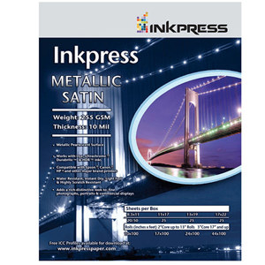  Inkpress Metallic Paper, 255 gsm, 10 mil, Metallic Satin Surface, 8.5x11", 20 Sheets 