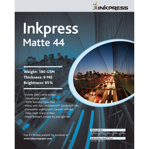  Inkpress Duo Matte 44 Inkjet Printer Paper, Double Sided, 180gsm, 9mil, 95% Bright, 8.5x11", 50 Sheets 