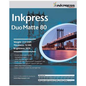  Inkpress Duo Matte 80 Inkjet Print Paper, Double Sided, 215gsm, 12mil, 95% Bright, 8.3"x33' Roll 
