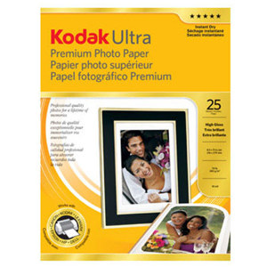  Kodak Ultra Premium Photo High Gloss Inkjet Paper, 8.5x11", 25 Sheets. 