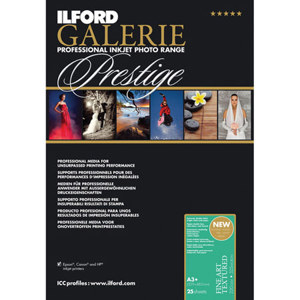  Ilford GALERIE  Fine Art Textured, 220 gsm Inkjet Paper, 13x19", 25 Sheet Pack 