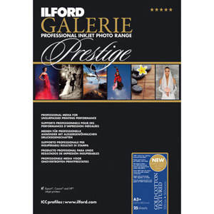  Ilford GALERIE  Gold Cotton, Textured, Inkjet Paper, 13x19", 25 Sheets 