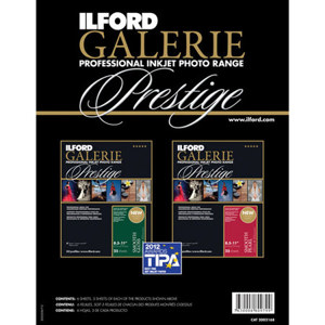  Ilford Galerie  Smooth Sample Pack Containing 6 sheets, 3 each Smooth Gloss Finish Smooth Pearl Finish 