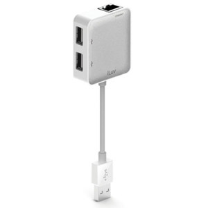 iLuv USB Ethernet Adapter with 2 USB Ports, White: Picture 1 regular